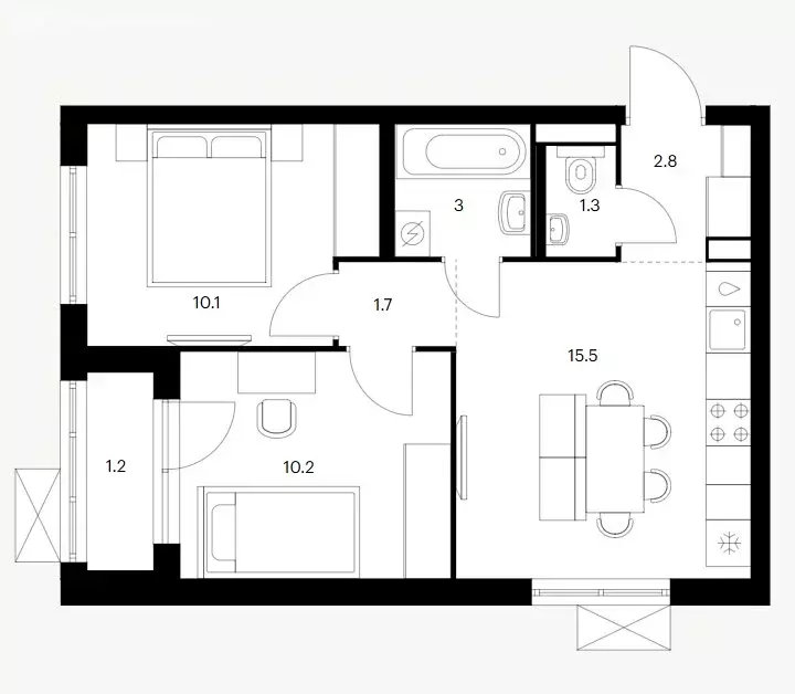 2-комнатная квартира: Ярославль, район Сокол, жилой комплекс Волга ... - Фото 1