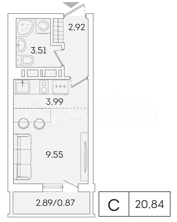 Квартира-студия, 20 м, 12/16 эт. - Фото 0