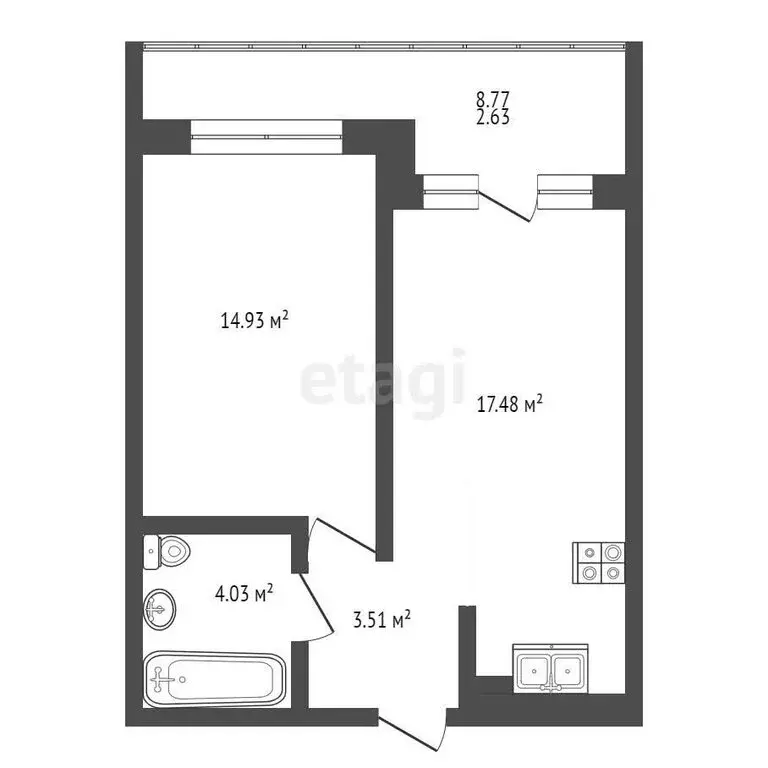 1-комнатная квартира: Калининград, Батальная улица, 65А (48.72 м) - Фото 0
