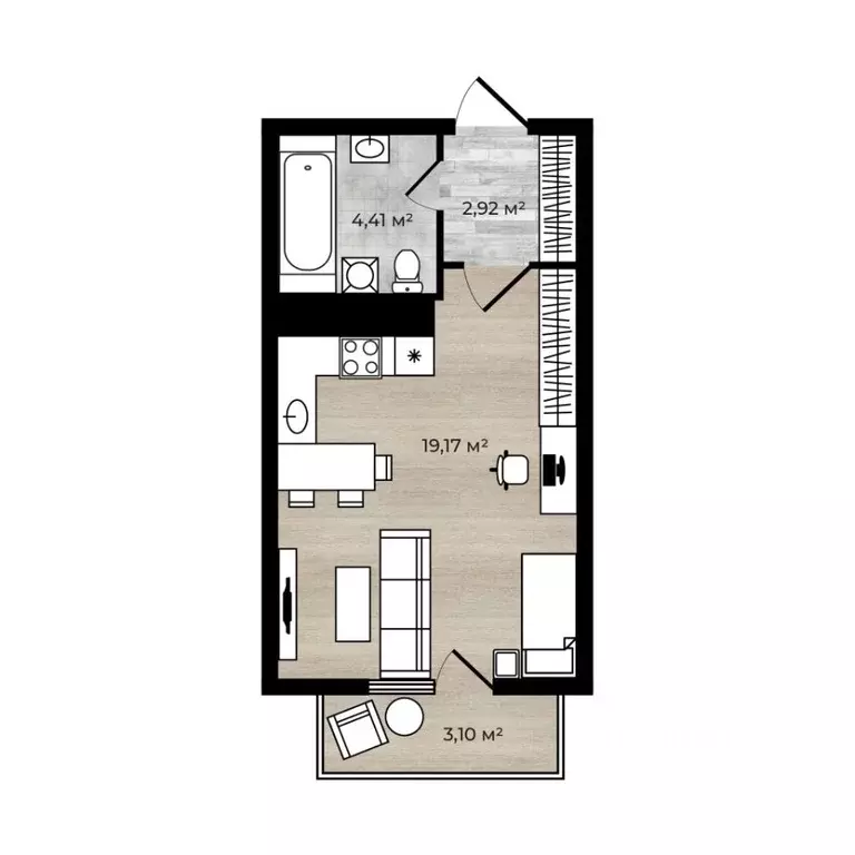 Студия Ярославская область, Ярославль ул. Строителей, 18А (27.59 м) - Фото 2