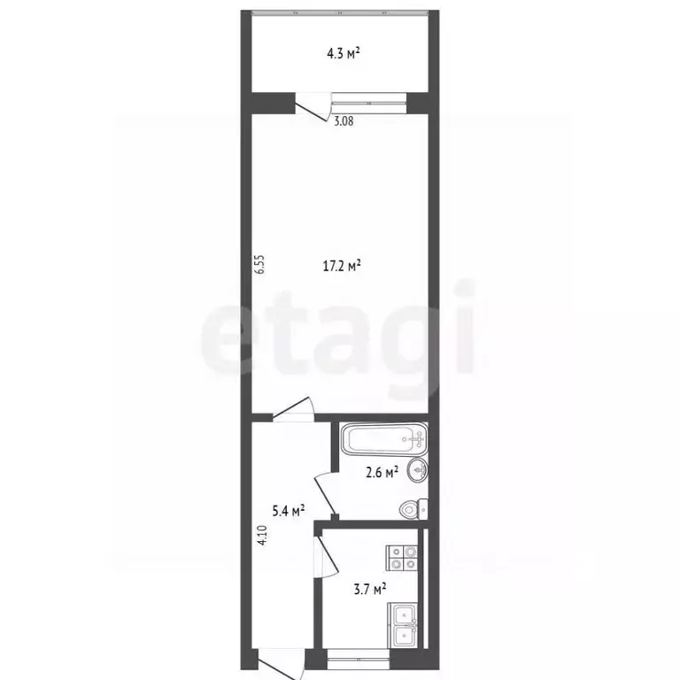 1-к кв. Крым, Ялта ул. Григорьева, 46К1 (29.2 м) - Фото 2