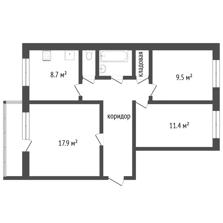 3-комнатная квартира: Тобольск, 8-й микрорайон, 31 (67 м) - Фото 1
