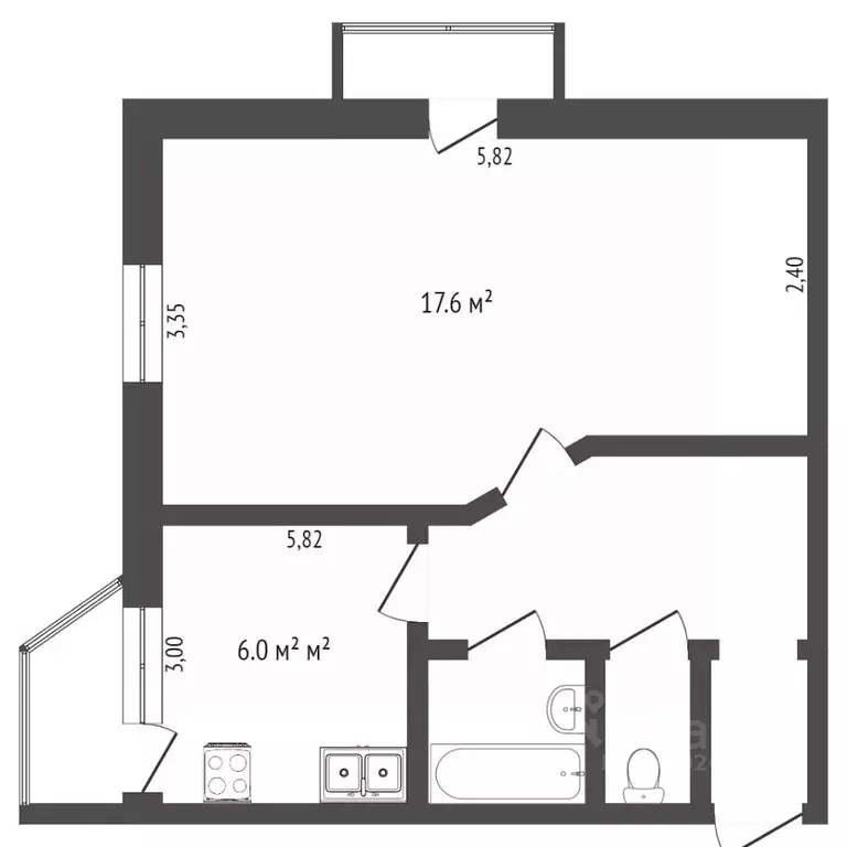 1-к кв. Ханты-Мансийский АО, Сургут Студенческая ул., 11 (42.0 м) - Фото 1