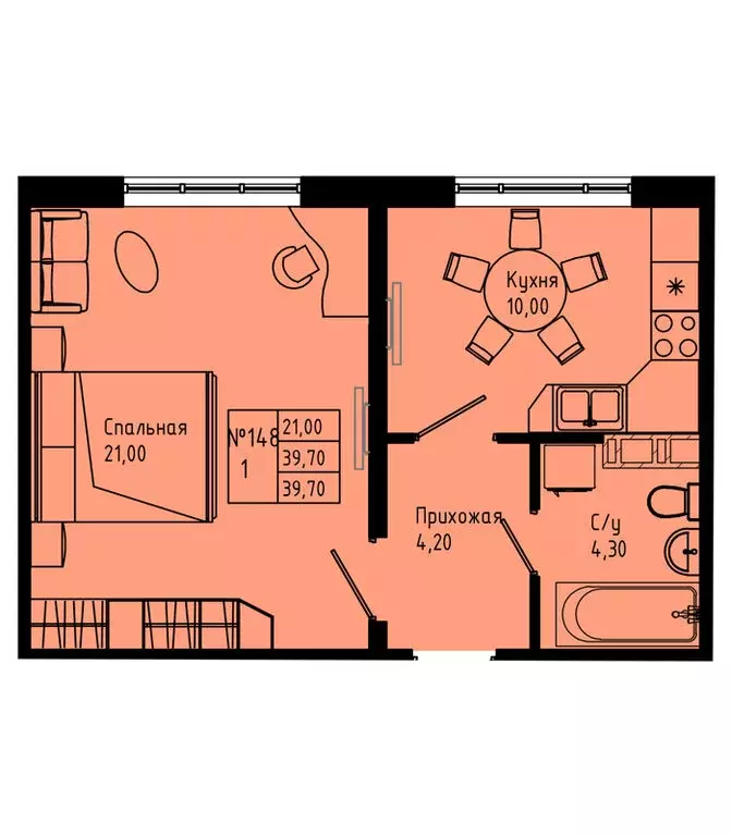 1-комнатная квартира: Коммунар, Железнодорожная улица, 41к2 (39.5 м) - Фото 1