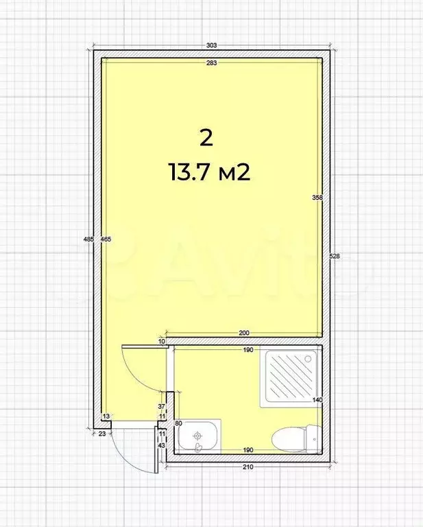 Квартира-студия, 13,8 м, 1/12 эт. - Фото 0