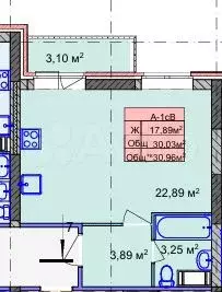 Квартира-студия, 30,9 м, 2/18 эт. - Фото 0