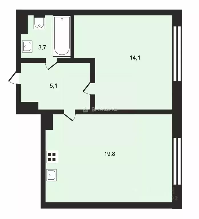 1-к кв. Санкт-Петербург Петровский просп., 9к2 (42.7 м) - Фото 1