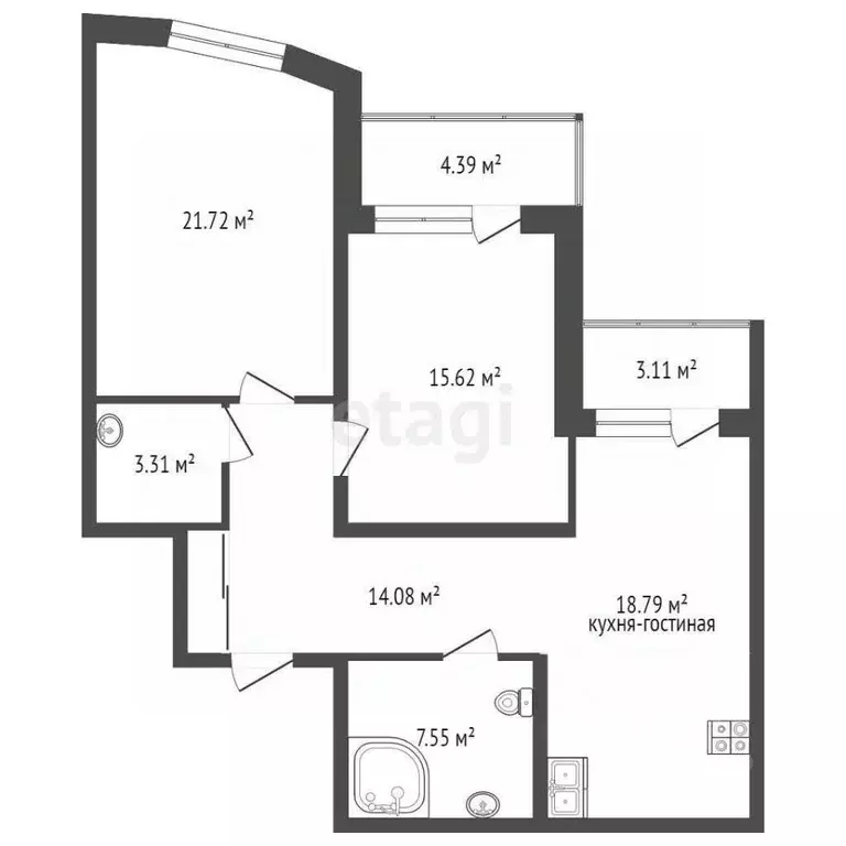 2-к кв. Тюменская область, Тюмень ул. Мельникайте, 150 (81.1 м) - Фото 2