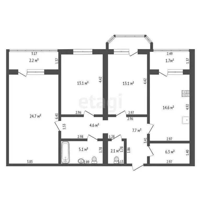 3-комнатная квартира: Самара, проспект Кирова, 348 (108 м) - Фото 1