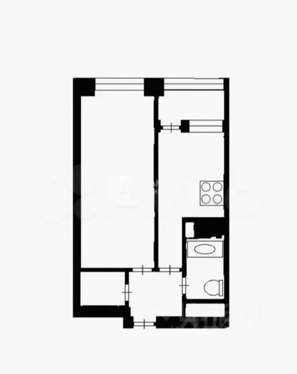 Студия Московская область, Люберцы ул. Кирова, 12к3 (39.0 м) - Фото 1