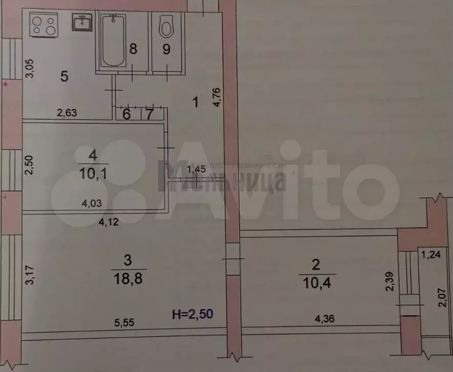 3-к. квартира, 57,8 м, 5/9 эт. - Фото 0