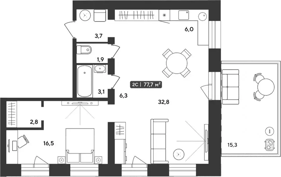 2-комнатная квартира: Октябрьский, жилой комплекс Альпийский квартал, ... - Фото 1