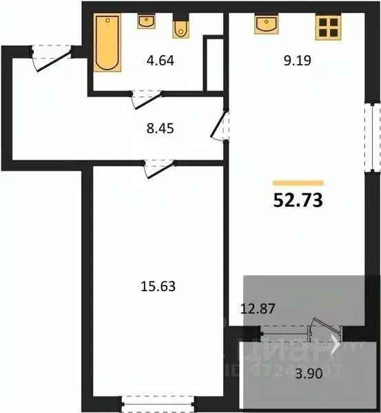 1-к кв. Воронежская область, Воронеж ул. Ломоносова, 116/1 (52.73 м) - Фото 0