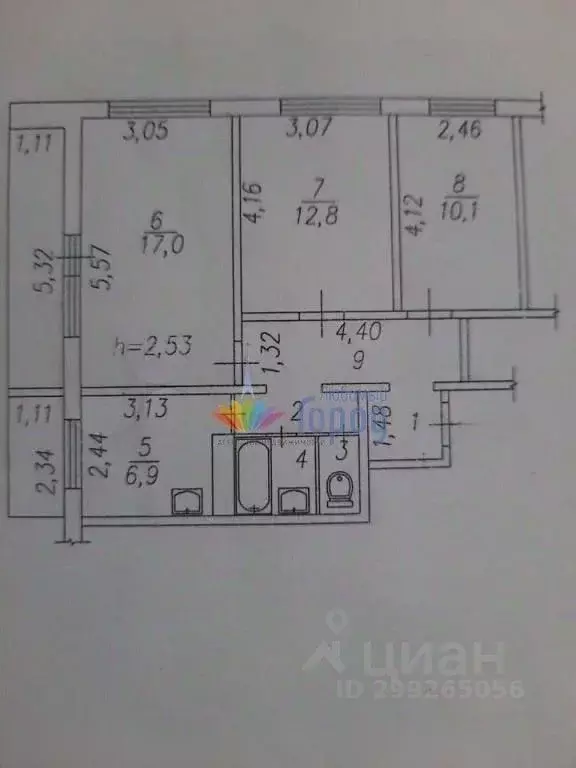 3-к кв. Кемеровская область, Новокузнецк ул. Батюшкова, 4А (59.4 м) - Фото 0