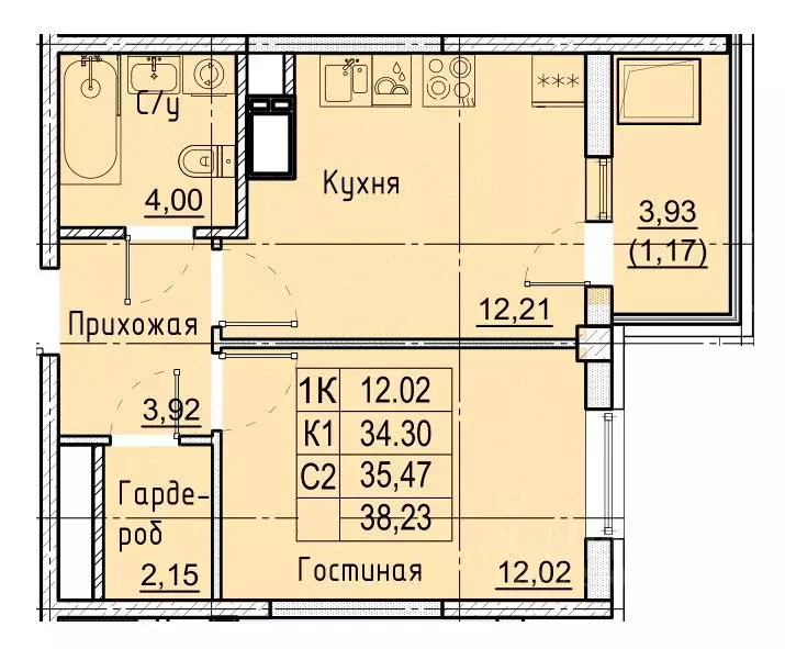 1-к кв. Ставропольский край, Ставрополь № 36 мкр, ЖК Фруктовый сад,  ... - Фото 0