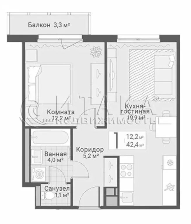 1-комнатная квартира: Санкт-Петербург, улица Руднева, 15 (42.4 м) - Фото 0