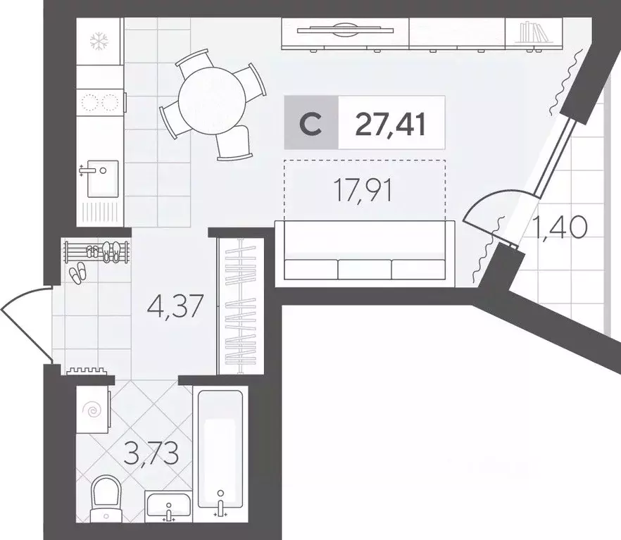 Студия Тюменская область, Тюмень Скандиа.Квартал в Комарово Парк жилой ... - Фото 1