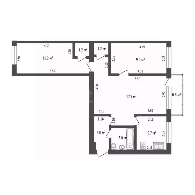 3-к кв. Башкортостан, Стерлитамак ул. Худайбердина, 134 (54.7 м) - Фото 1