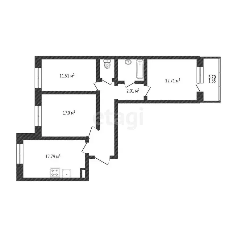 3-комнатная квартира: Пермь, Сокольская улица, 10Б (73 м) - Фото 0