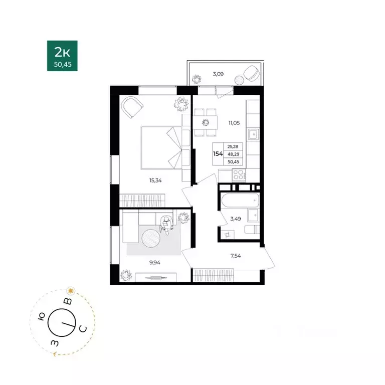 2-к кв. Ярославская область, Ярославль Северный жилрайон, 15-й мкр, ... - Фото 0