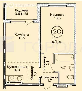 2-комнатная квартира: Барнаул, Власихинская улица, 65Ак2 (41.4 м) - Фото 0