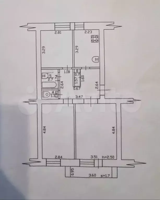 3-к. квартира, 62 м, 2/5 эт. - Фото 0