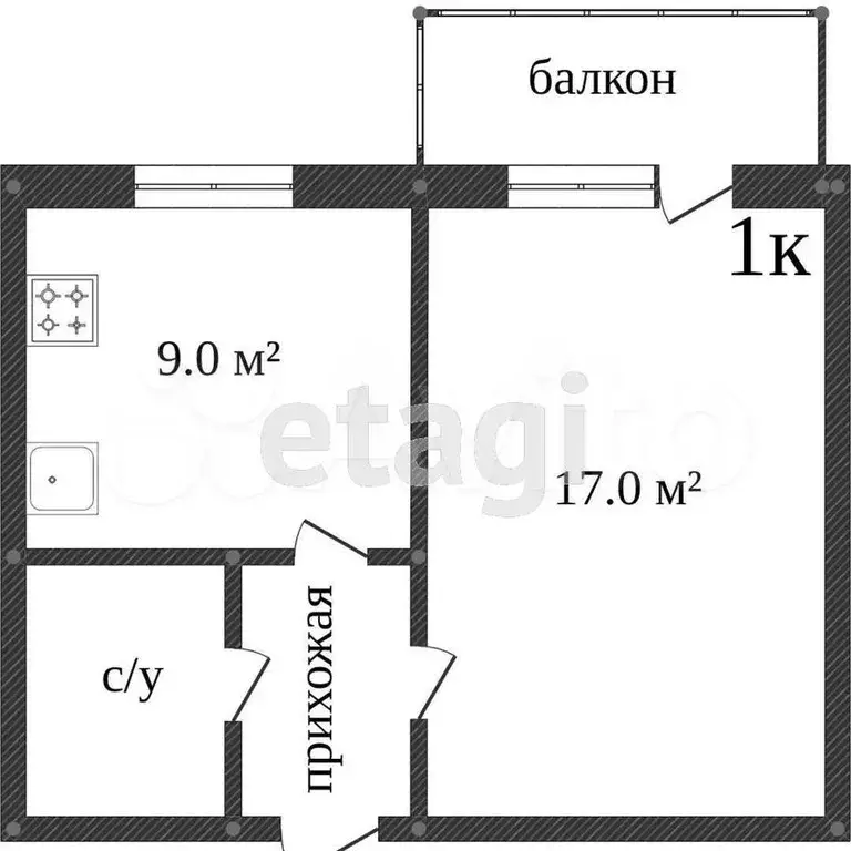 1-к. квартира, 45,8 м, 5/17 эт. - Фото 0