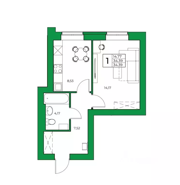 1-к кв. Башкортостан, Уфимский район, Зубовский сельсовет, с. Зубово ... - Фото 1