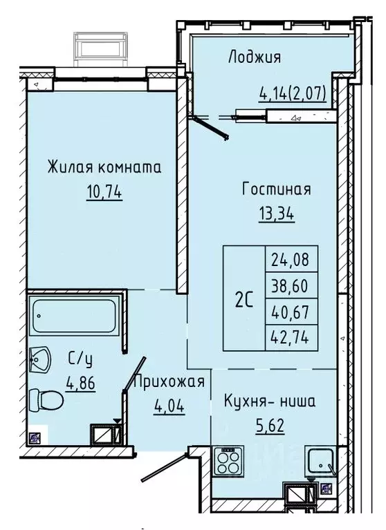 1-к кв. Ростовская область, Ростов-на-Дону ул. Текучева, 370/3 (39.95 ... - Фото 0
