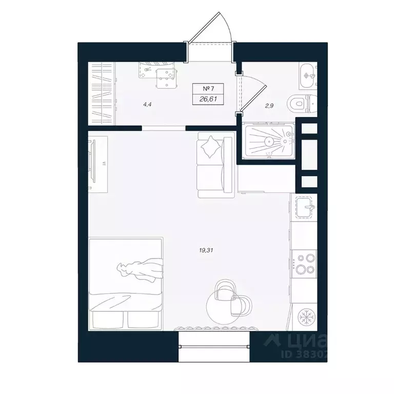 Студия Ленинградская область, Выборгский район, Рощино пгт ул. ... - Фото 1