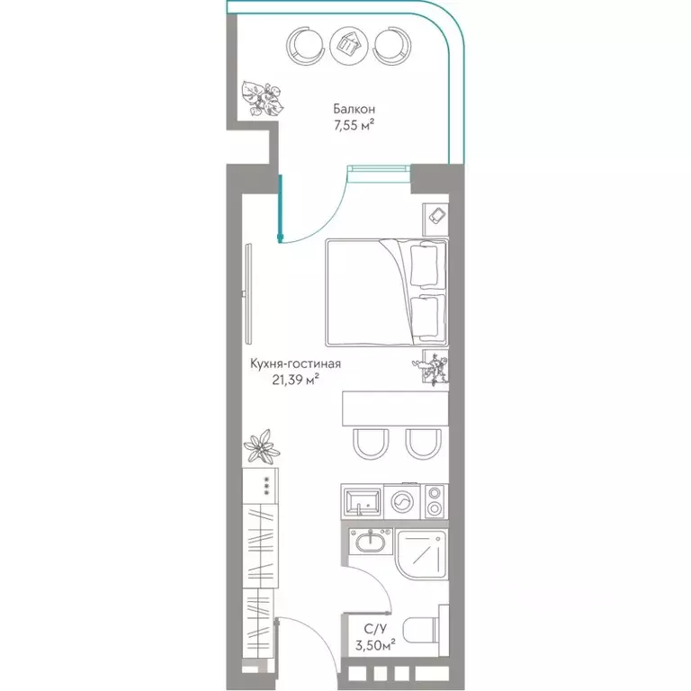 Студия Крым, Саки ул. Морская (32.44 м) - Фото 1