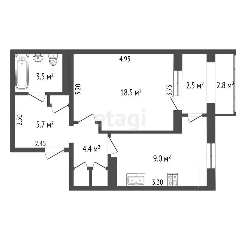 1-комнатная квартира: Ялта, улица Тимирязева, 31 (43 м) - Фото 1