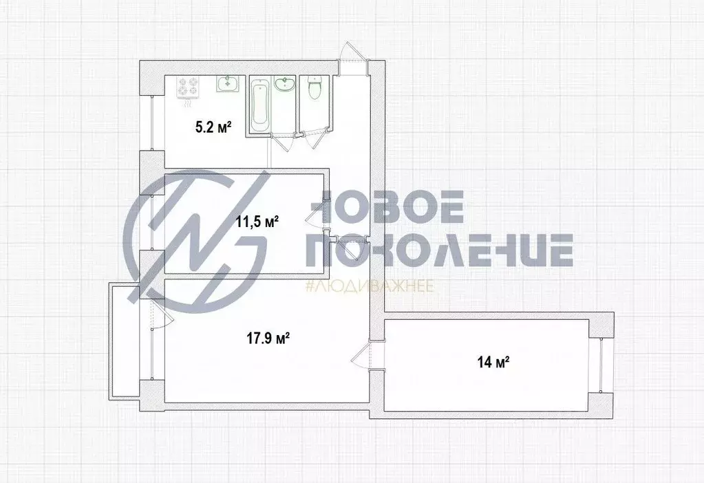 3-к кв. Омская область, Омск Мельничная ул., 122 (60.0 м) - Фото 1