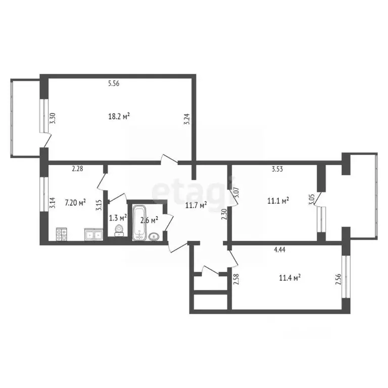 3-к кв. Крым, Феодосия ш. Симферопольское, 39В (67.4 м) - Фото 1