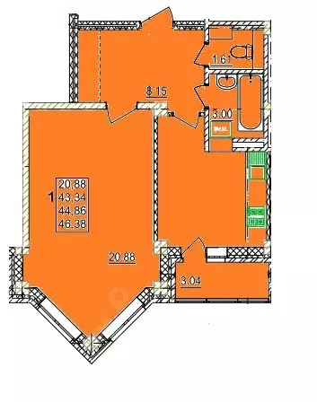 1-к кв. Смоленская область, Смоленск ул. Крупской (44.86 м) - Фото 1
