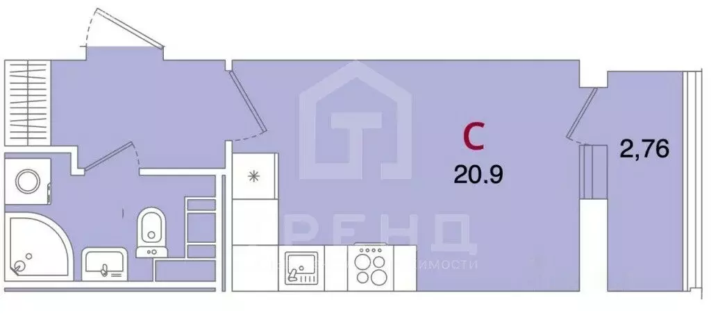 Квартира-студия: Санкт-Петербург, Кубинская улица, 82к3с1 (24 м) - Фото 0