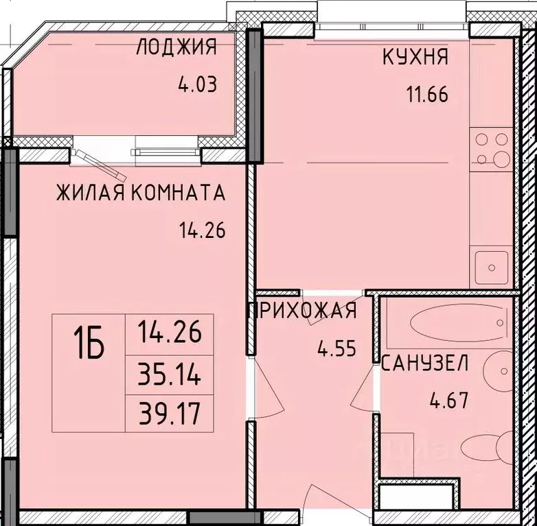 1-к кв. Тульская область, Тула Рязанская ул., 21 (39.17 м) - Фото 0