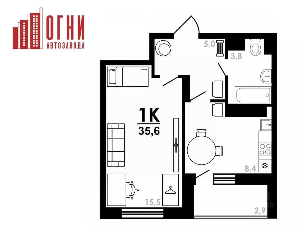 1-к кв. Нижегородская область, Нижний Новгород Коломенская ул., 8к4 ... - Фото 1