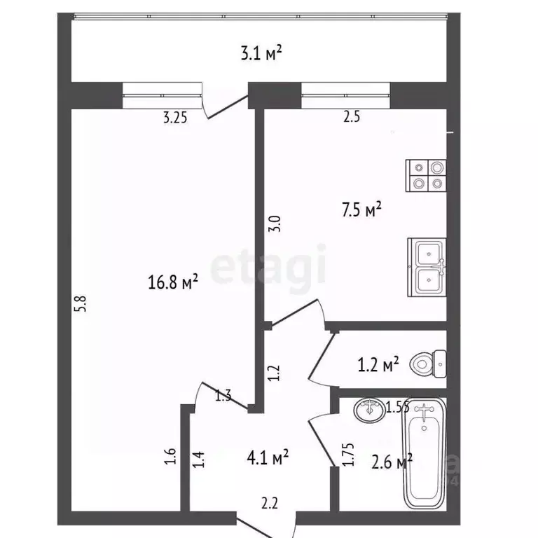 1-к кв. Мордовия, Саранск ул. Косарева, 104 (32.2 м) - Фото 2