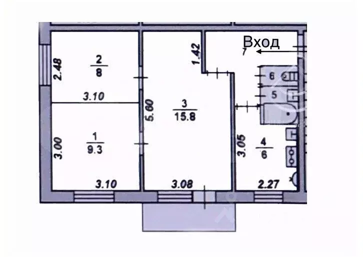 3-к кв. Воронежская область, Воронеж ул. Старых Большевиков, 98 (47.3 ... - Фото 2