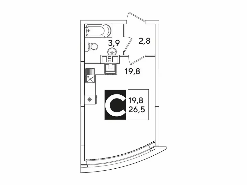 Квартира-студия: Краснодар, улица Западный Обход, 39 (27.1 м) - Фото 1