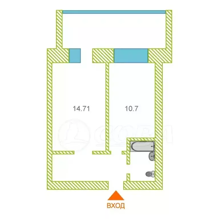 1-комнатная квартира: Тюмень, Солнечный проезд, 7 (35 м) - Фото 1