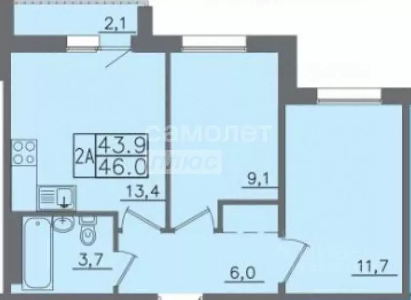 2-к кв. Иркутская область, Иркутск Гусарская тер., 9 (46.0 м) - Фото 2