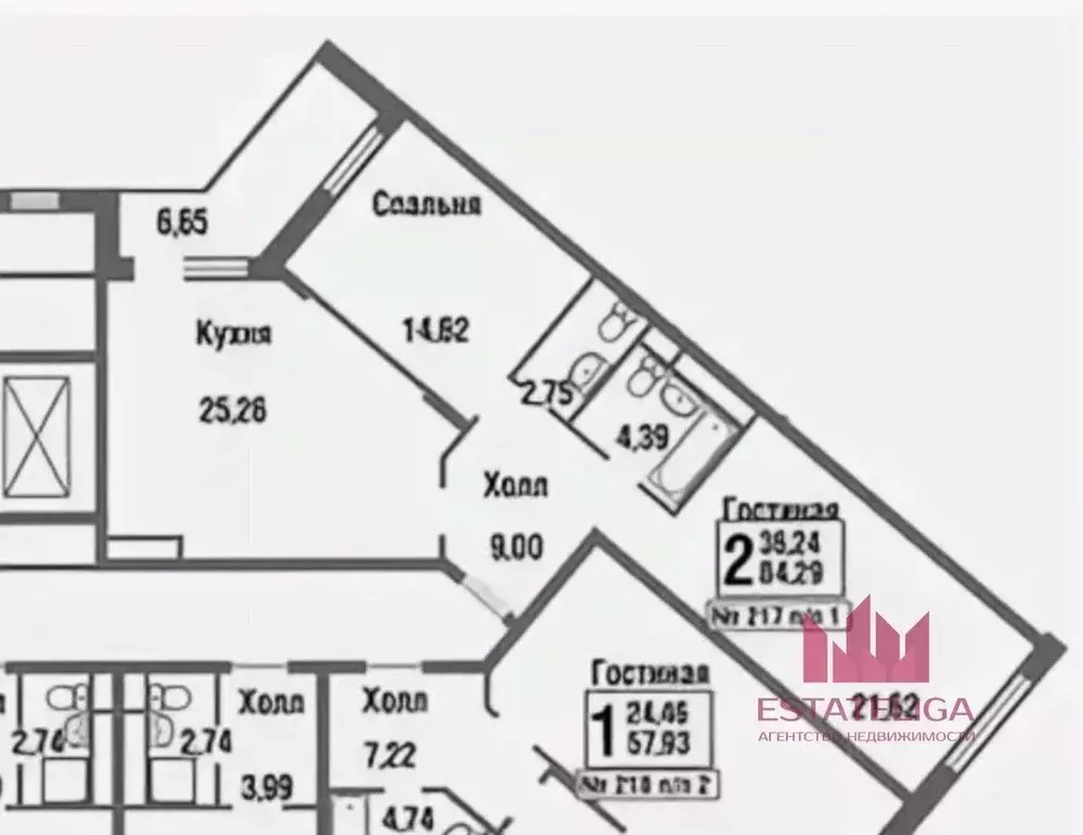 2-к кв. Москва ул. Татьянин Парк, 14к4 (84.3 м) - Фото 2
