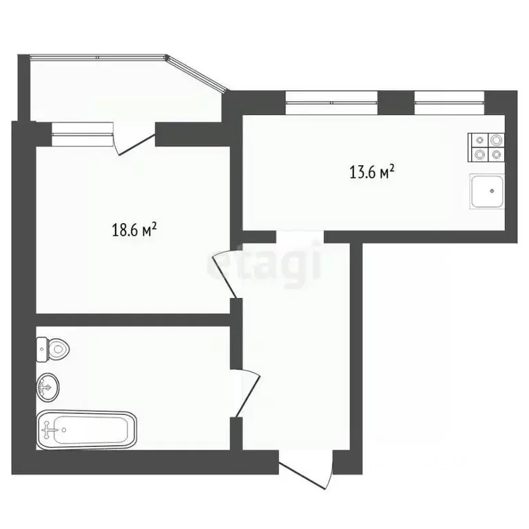 1-к кв. Тюменская область, Тюмень ул. Станислава Карнацевича, 1 (42.3 ... - Фото 2