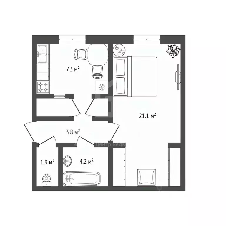 1-к кв. Ленинградская область, Кировск ул. Кирова, 29 (40.4 м) - Фото 1