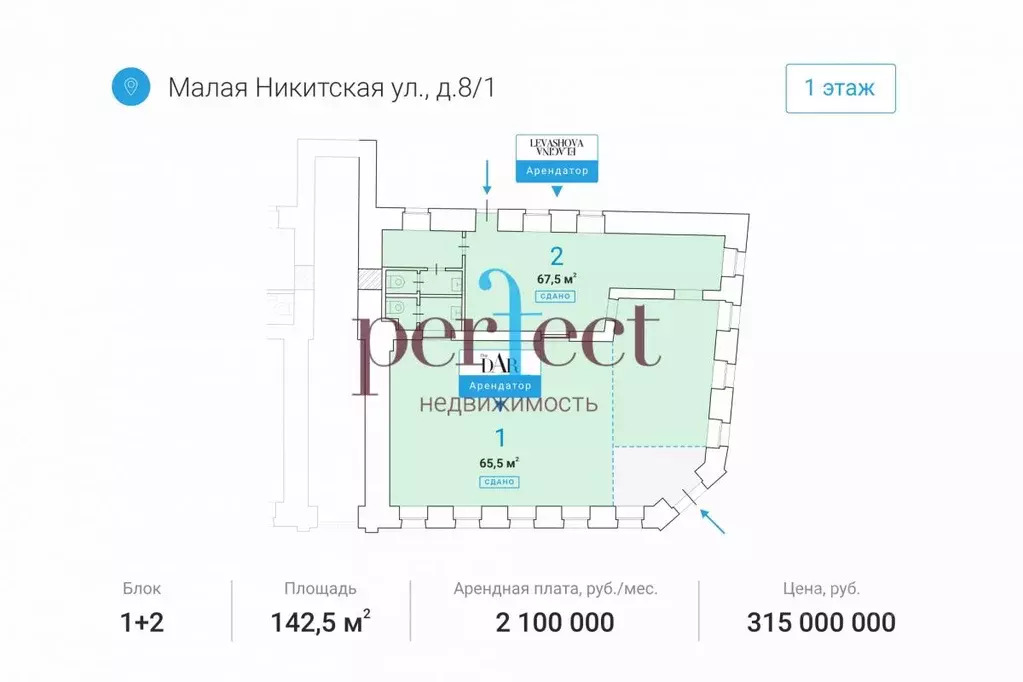 Торговая площадь в Москва Малая Никитская ул., 8/1 (143 м) - Фото 1