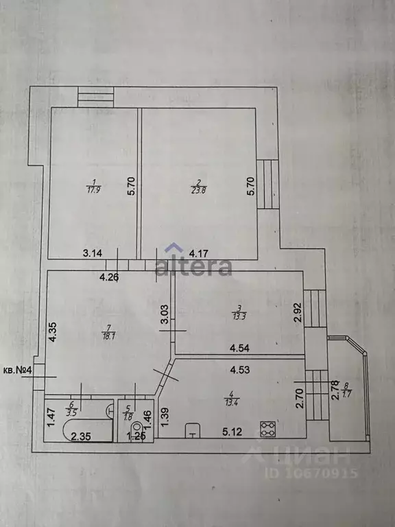 3-к кв. Татарстан, Зеленодольск ул. Ленина, 33А (91.8 м) - Фото 2