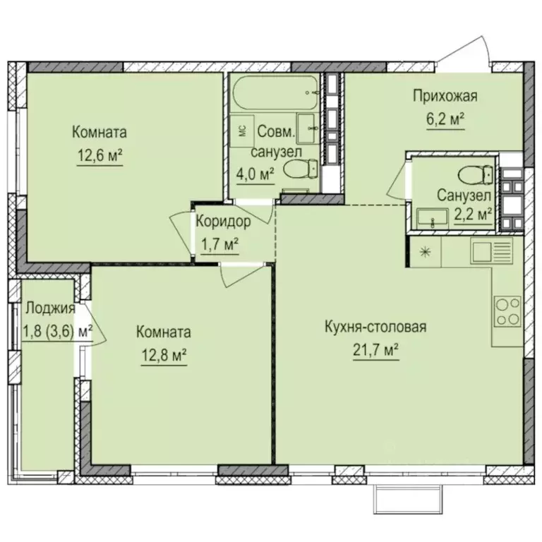 2-к кв. Удмуртия, Ижевск Восток СНТ, 112 (63.0 м) - Фото 1