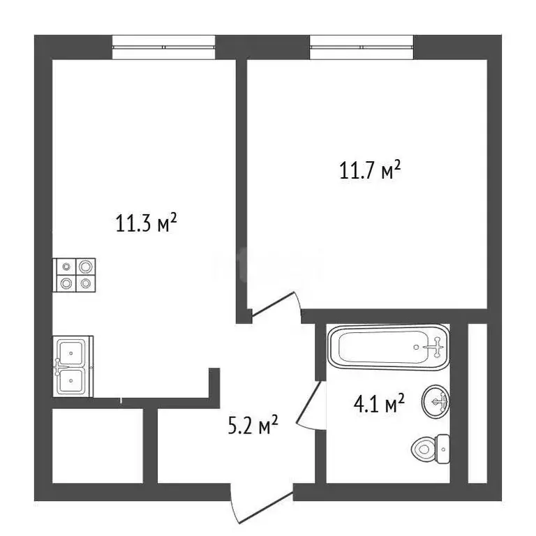 1-комнатная квартира: Тюмень, улица Республики, 204к10 (32.2 м) - Фото 1